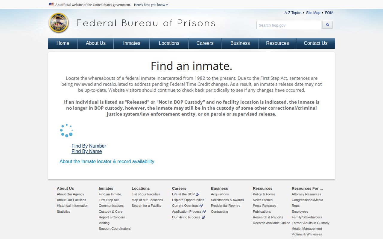 Federal BOP release locator for Westmoreland County federal cases
